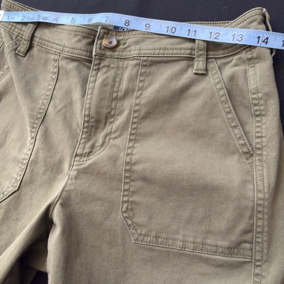 J Crew Olive Green Cargo Pants Relaxed Fit Utility Pockets Casual Size 4 - Picture 7 of 11